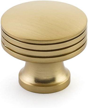 Signature Satin Brass Round Knob with Mounting Hardware