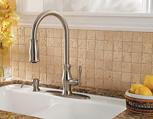 Mystique Pull Out Single Handle Kitchen Faucet with Soap Dispenser