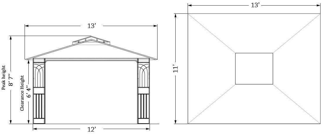 Sunjoy Regency 10x12 Gazebo with Mosquito Netting, Plant Rings, Corner Shelves, Ground Stakes and Center Hook