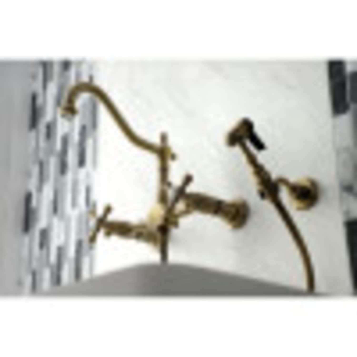 Kingston Brass Heritage Double-Handle Wall-Mount Bridge Kitchen Faucet