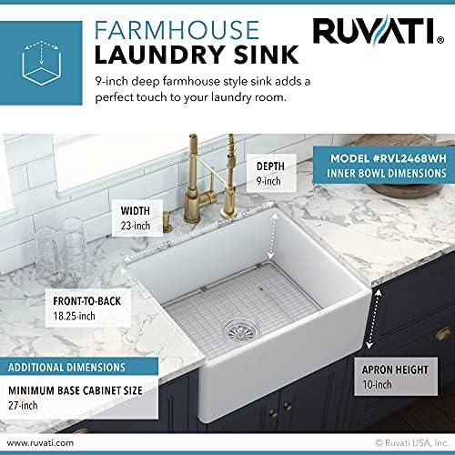 Ruvati 23-inch Fireclay Farmhouse Kitchen Laundry Utility Sink Single Bowl - White