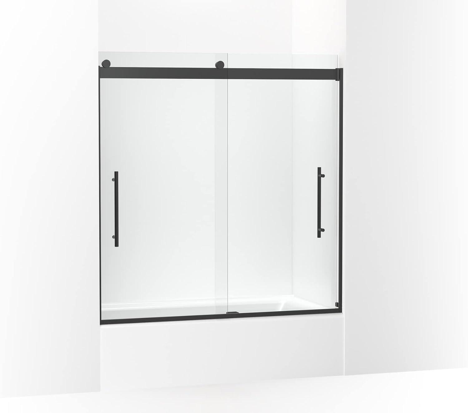 Levity Plus Less Sliding Bath Door, 61-9/16 In. H X 56-5/8 - 59-5/8 In. W, With 5/16 In.-Thick Crystal Clear Glass