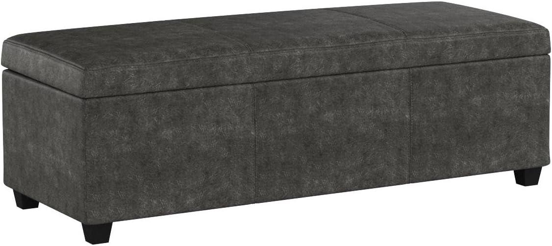 BELLEZE Storage Ottoman Bench Footstool - Amherst (Rustic Gray)