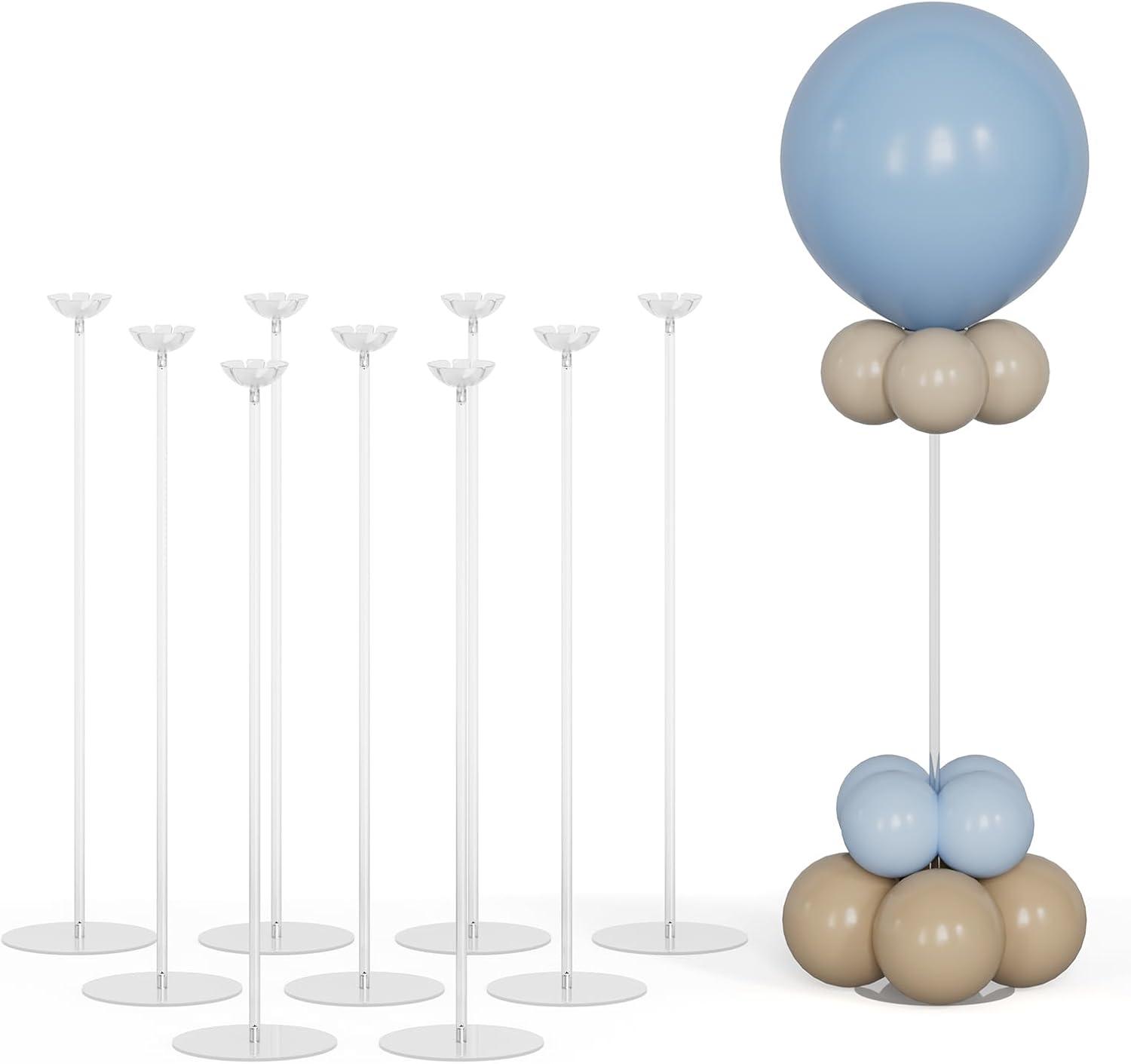 Clear Acrylic Tabletop Balloon Stand Kit, 23.6 Inch, 10 Pack