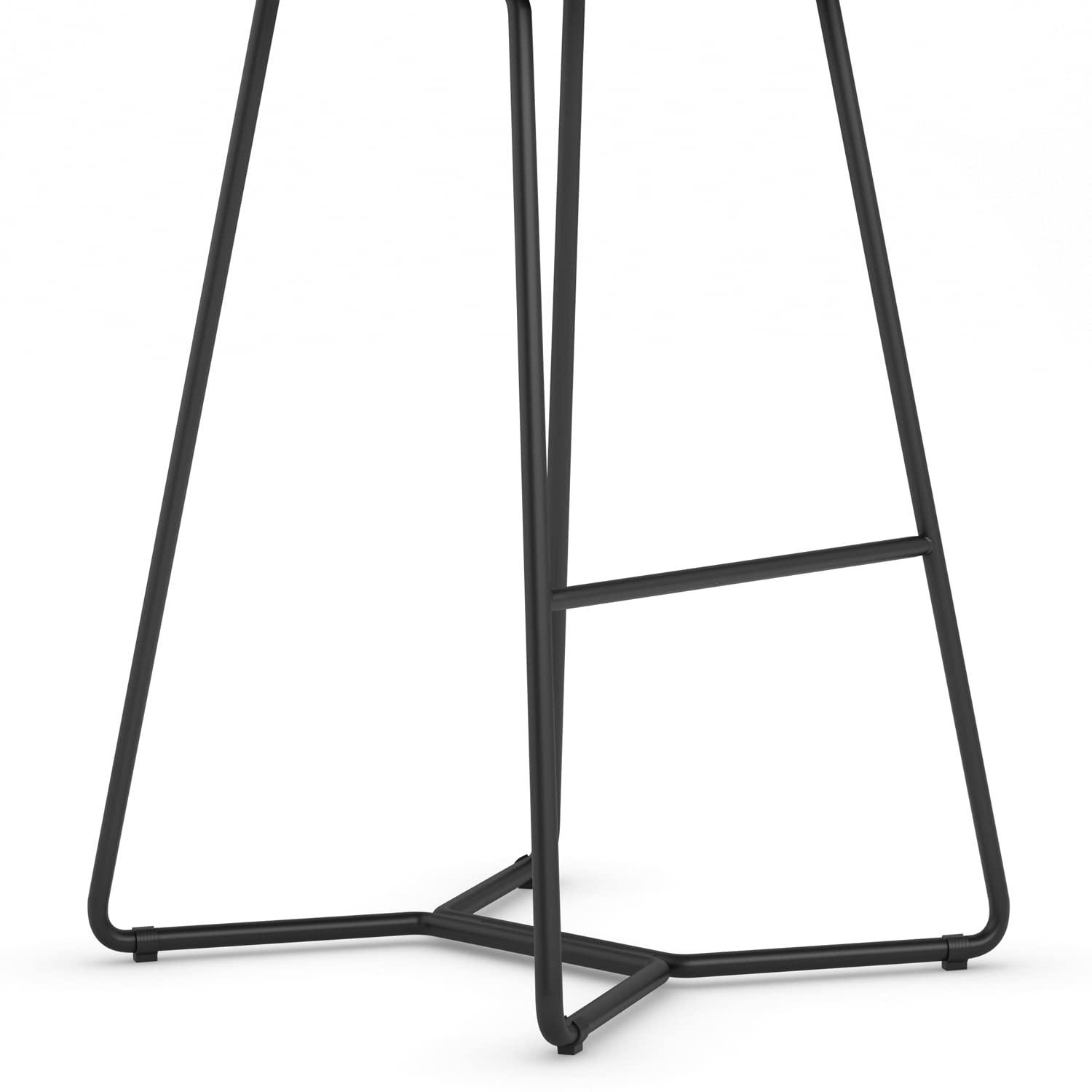 Simpli Home Wilcox Bar Stool in Charcoal Grey Woven Fabric