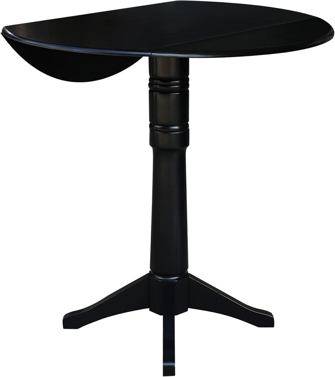 42.3" Sandon Bar Height Round Dual Drop Leaf Dining Table Black - International Concepts