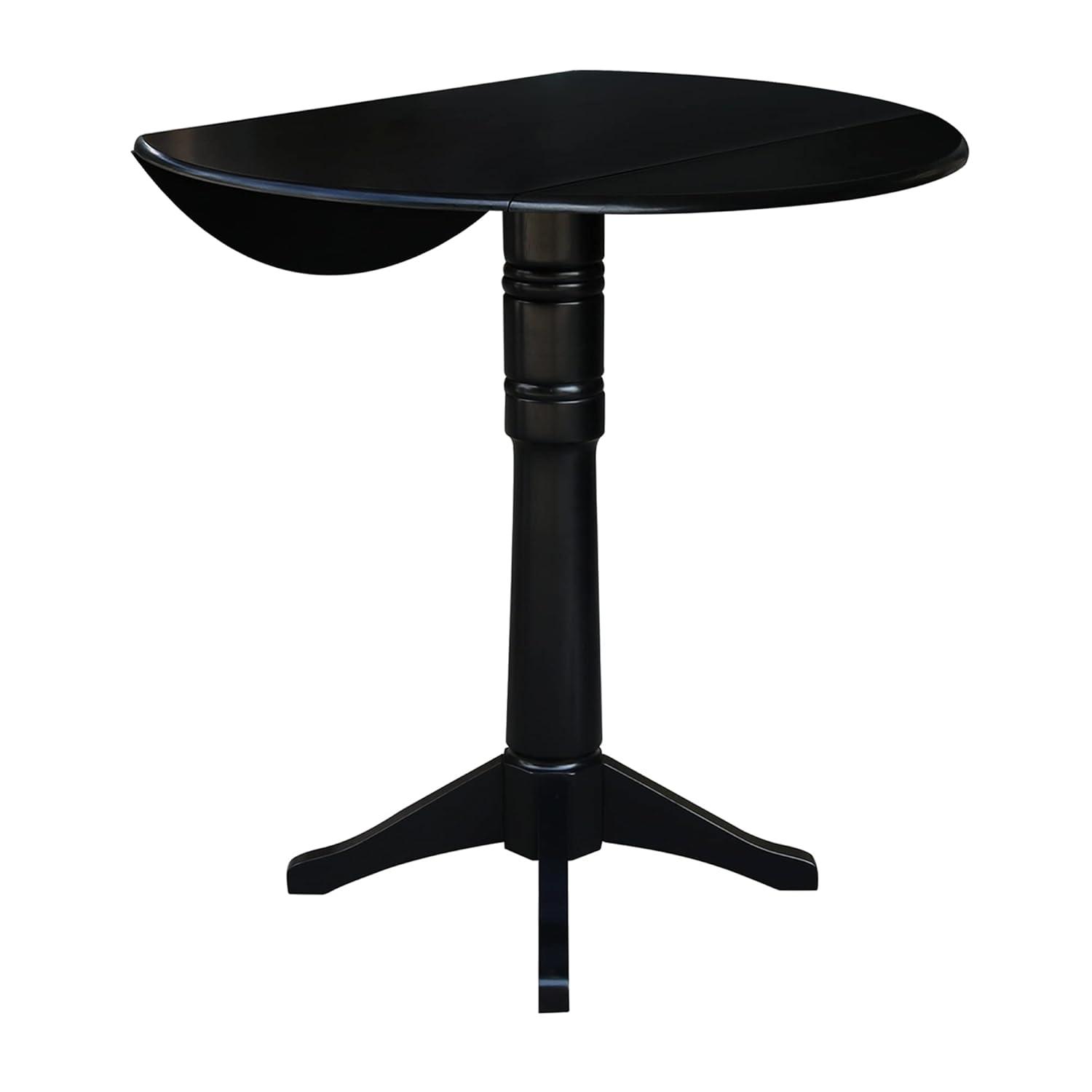 42.3" Sandon Bar Height Round Dual Drop Leaf Dining Table Black - International Concepts