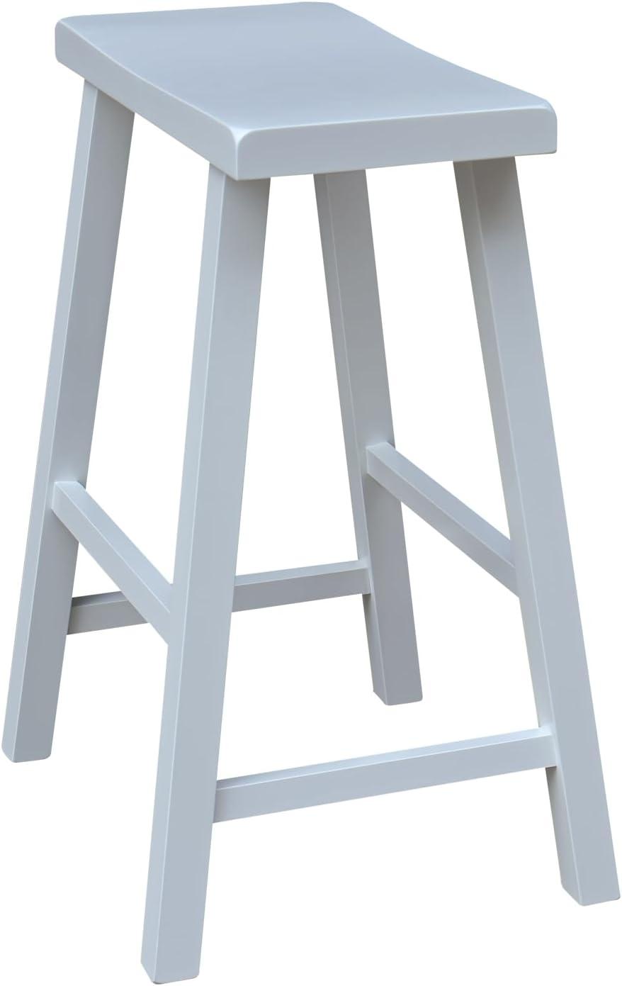 Davis Saddle Seat Counter Height Barstool White - International Concepts: Solid Wood, Rubberwood Legs, No Assembly Required
