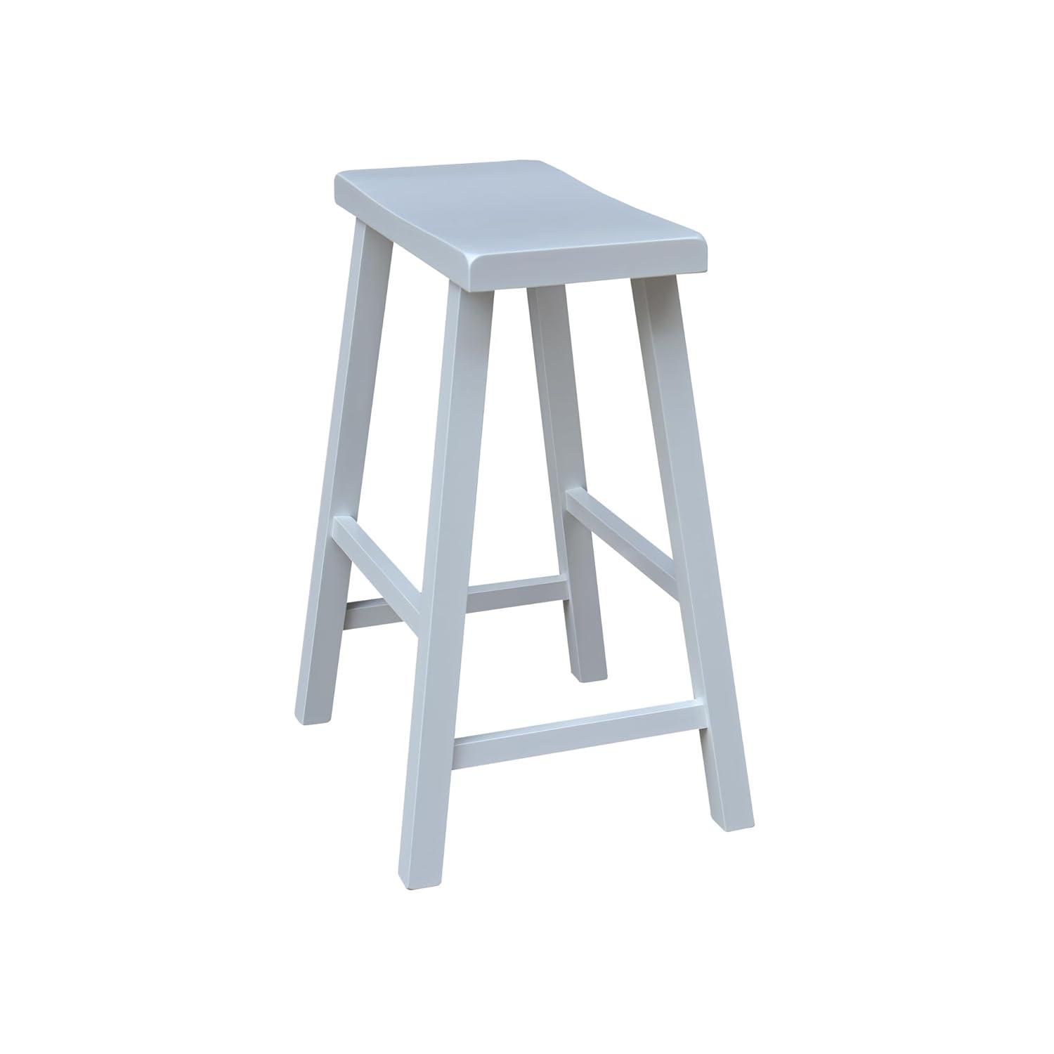 Davis Saddle Seat Counter Height Barstool White - International Concepts: Solid Wood, Rubberwood Legs, No Assembly Required