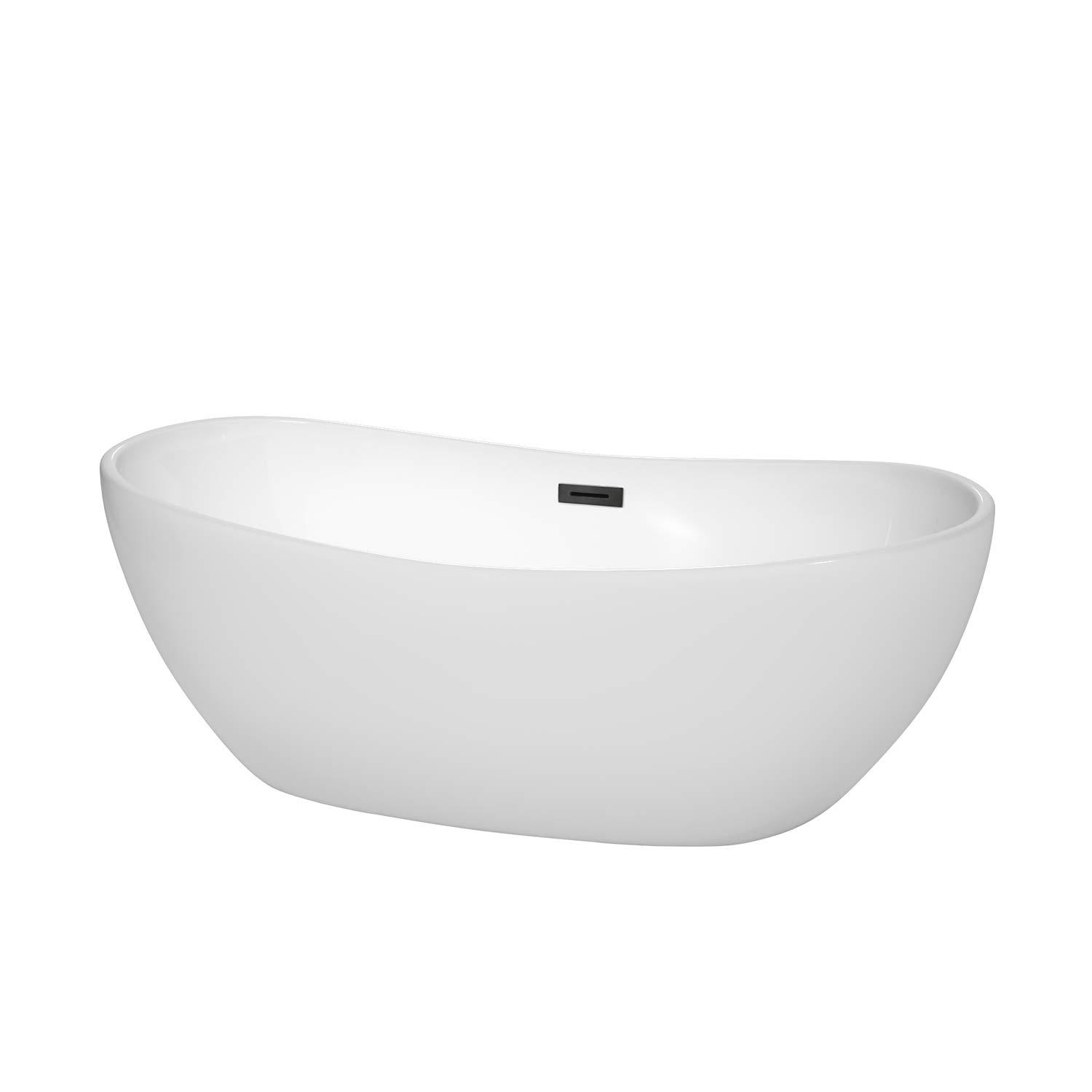 Wyndham Collection WCOBT101465MBTRIM Rebecca 65'' x 32'' Freestanding Soaking Acrylic Bathtub
