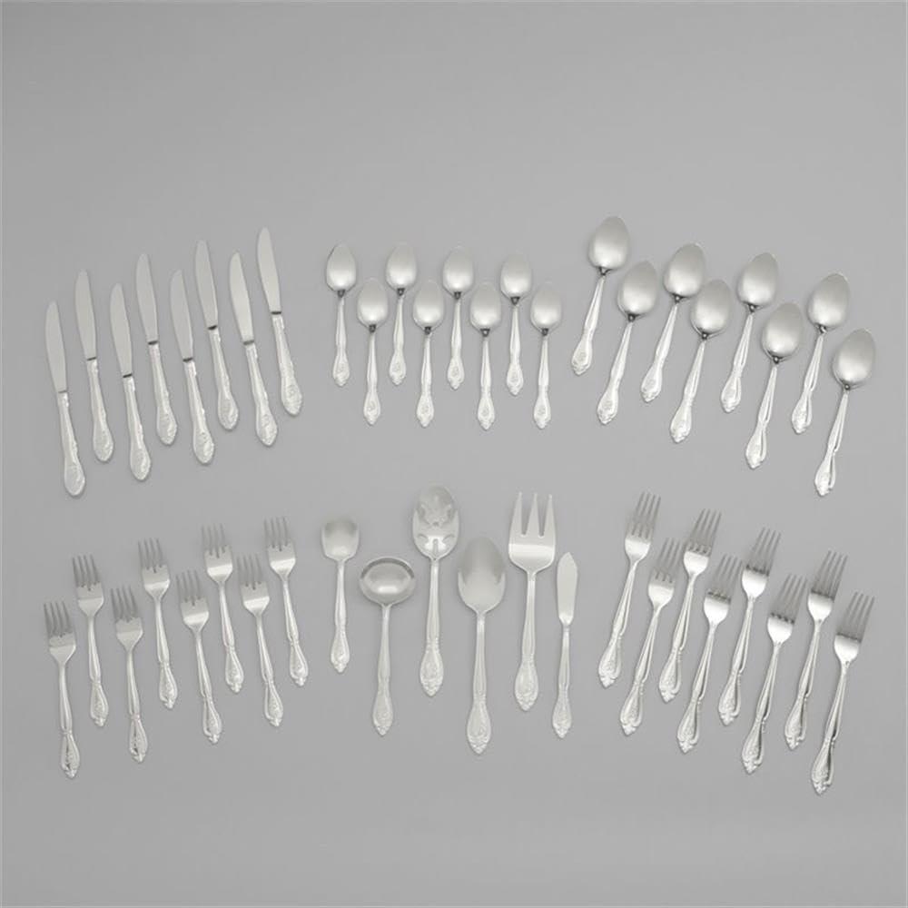 RiverRidge Home RiverRidge Rose Flatware 46-Piece Monogrammed Stainless Steel Silverware Set for 8