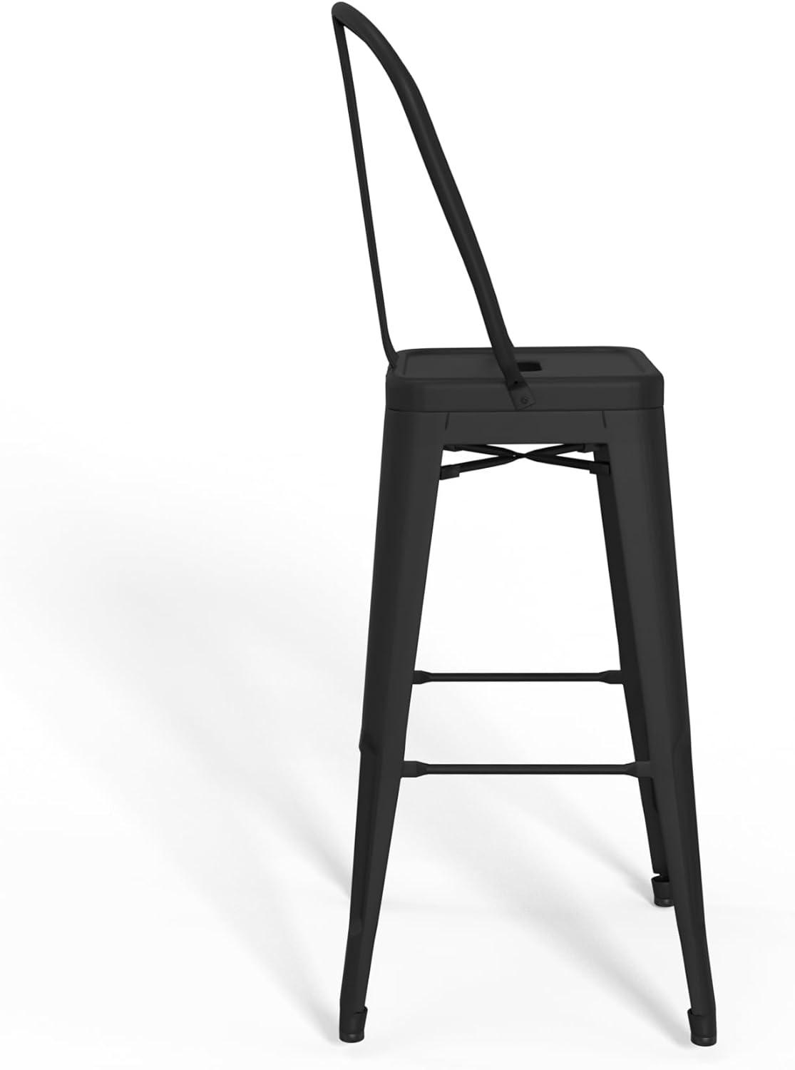 Fletcher 30" Industrial Black Metal Bar Stool Set of 2