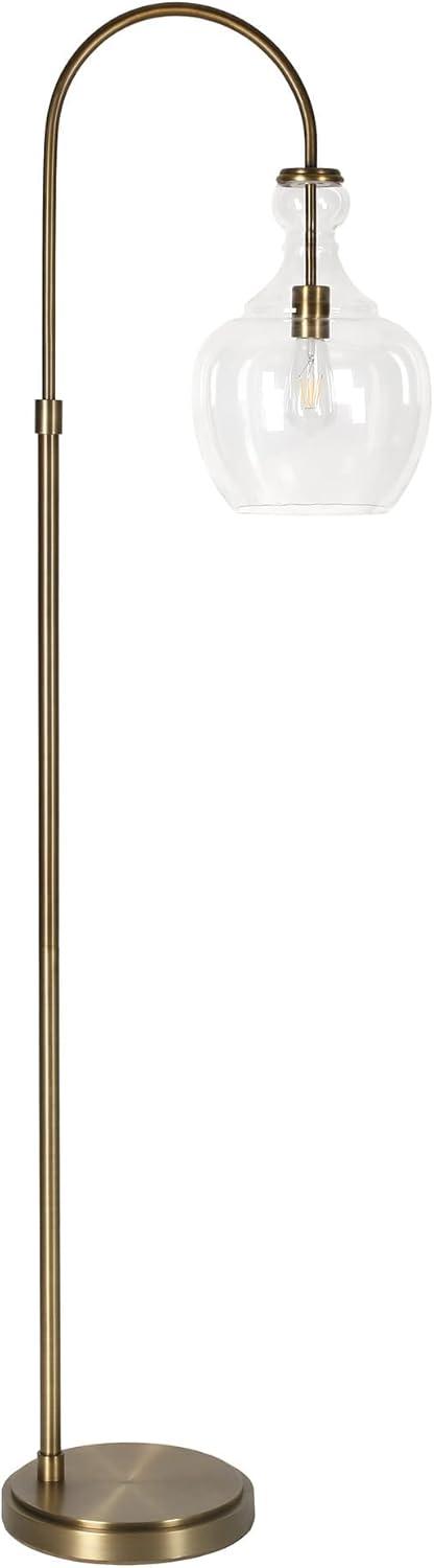 Gold Arc Floor Lamp with Clear Glass Shade