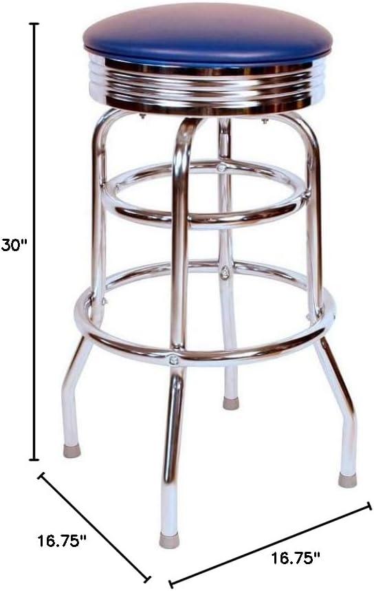 Retro Home Double Ring Chrome Pan Swivel 30" Bar Stool