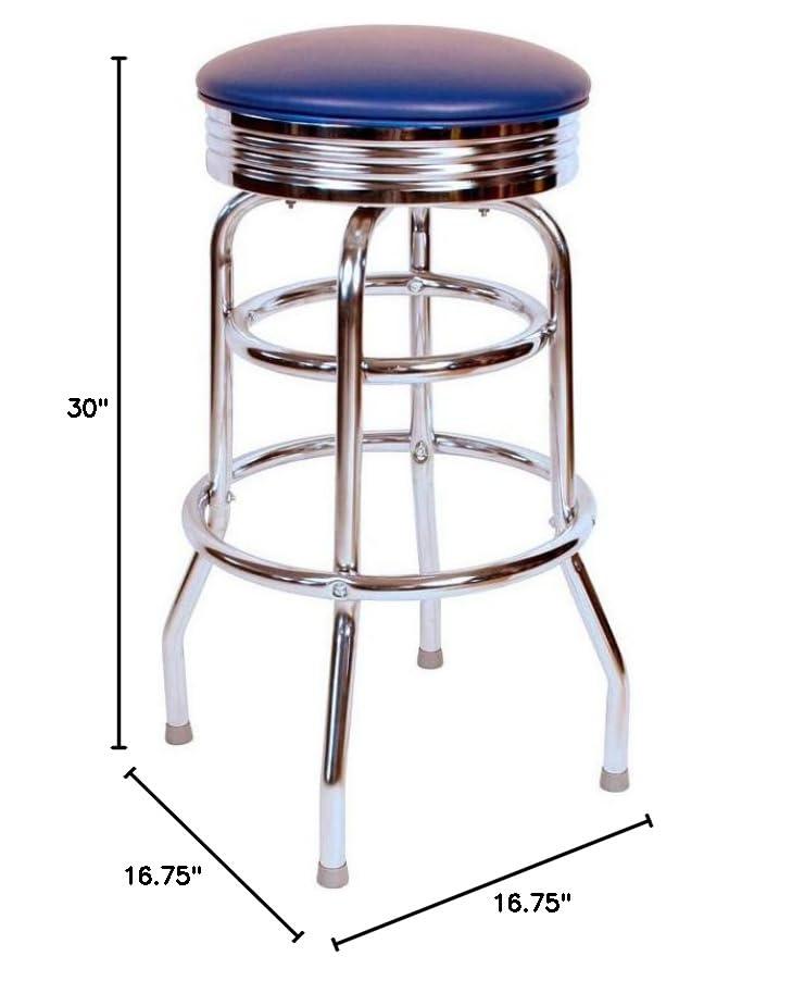 Richardson Seating Retro Home Double Ring Chrome Pan Swivel 30" Bar Stool