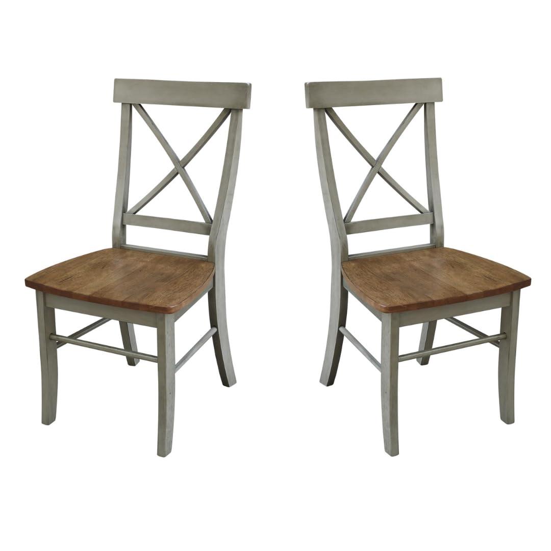 Elegant White Parawood High Cross Back Chair, Set of 2