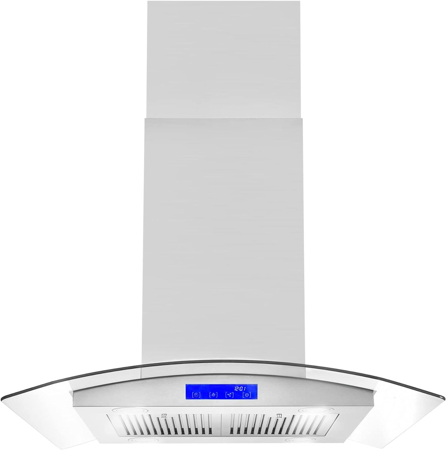 Cosmo 30 in. Ducted Island Range Hood in Stainless Steel with LED Lighting and Permanent Filters