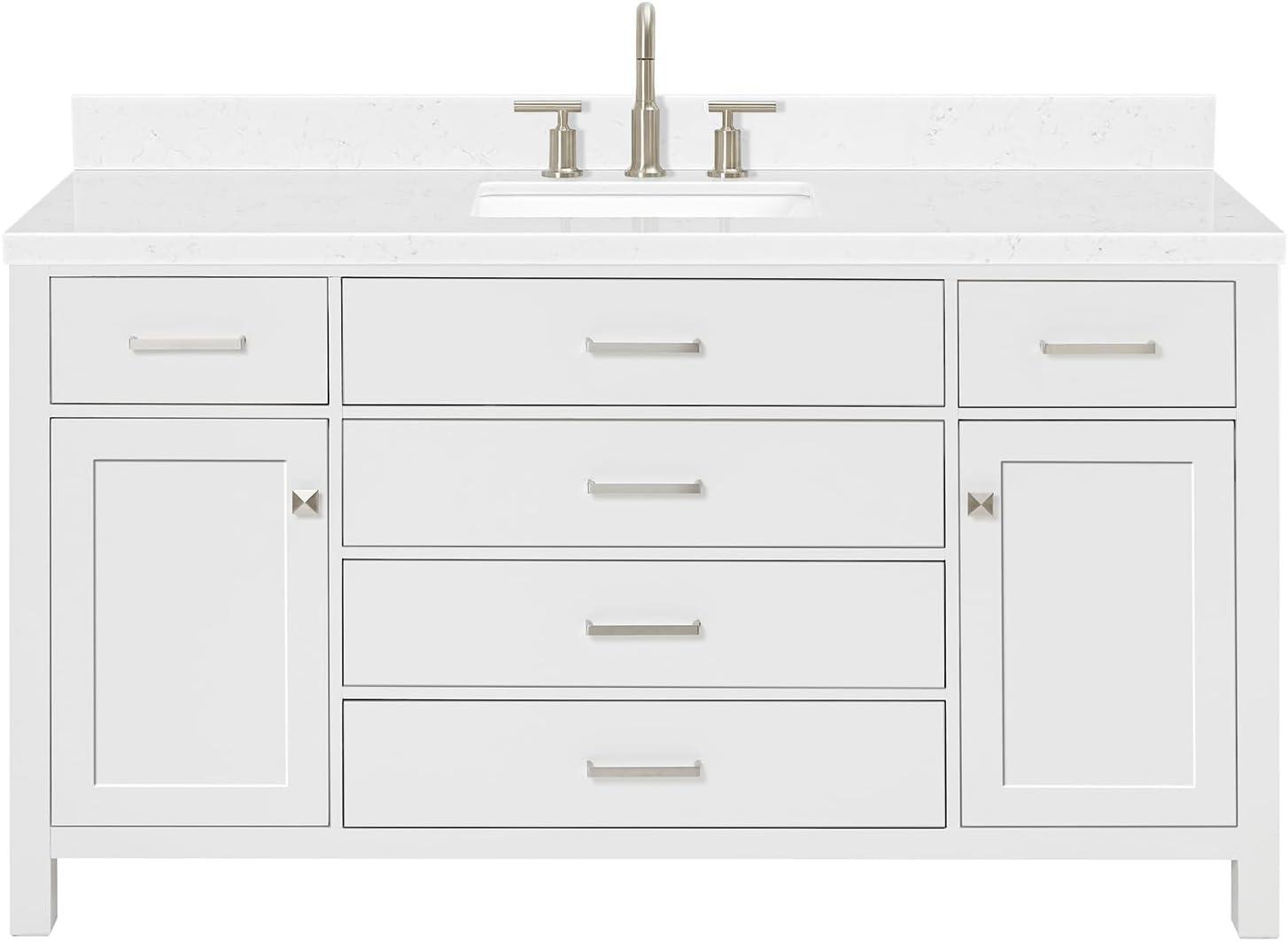 Ariel H060scqrvo Bristol 60" Free Standing Single Basin Vanity Set - White