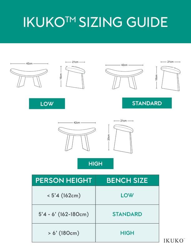 Meditation Bench IKUKO Original, Portable Version with Bag, Locally Handmade Wooden Kneeling Ergonomic Seiza Seat, Prana Yoga - 2 Colors, 3 Height Sizes