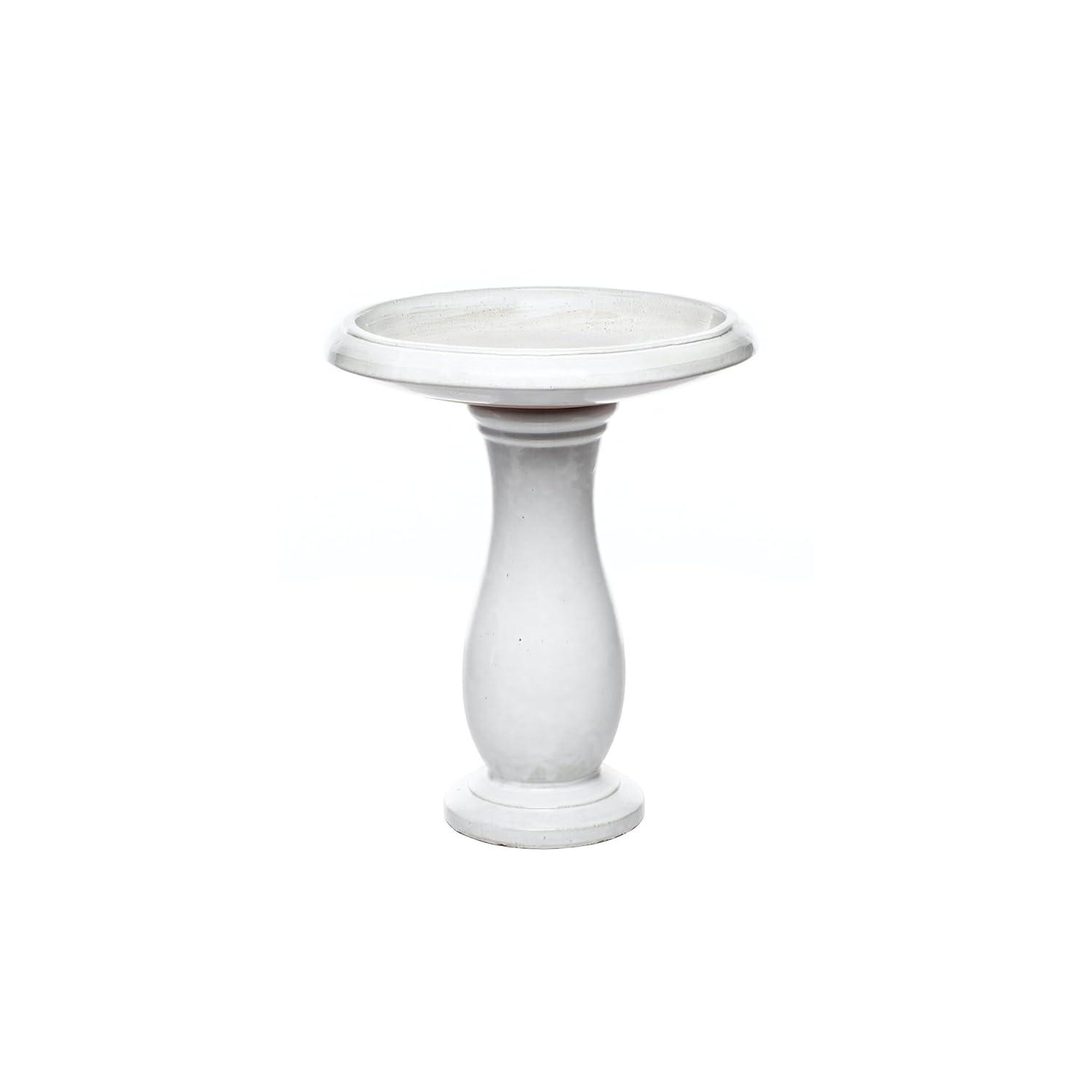 Alfresco Home Mayorca Handmade 2 Piece Ceramic Outdoor Bird Bath in White
