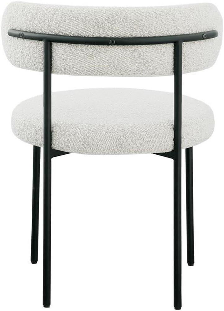 Beacon Cream Boucle Fabric Dining Chair with Black Metal Frame, Set of 2