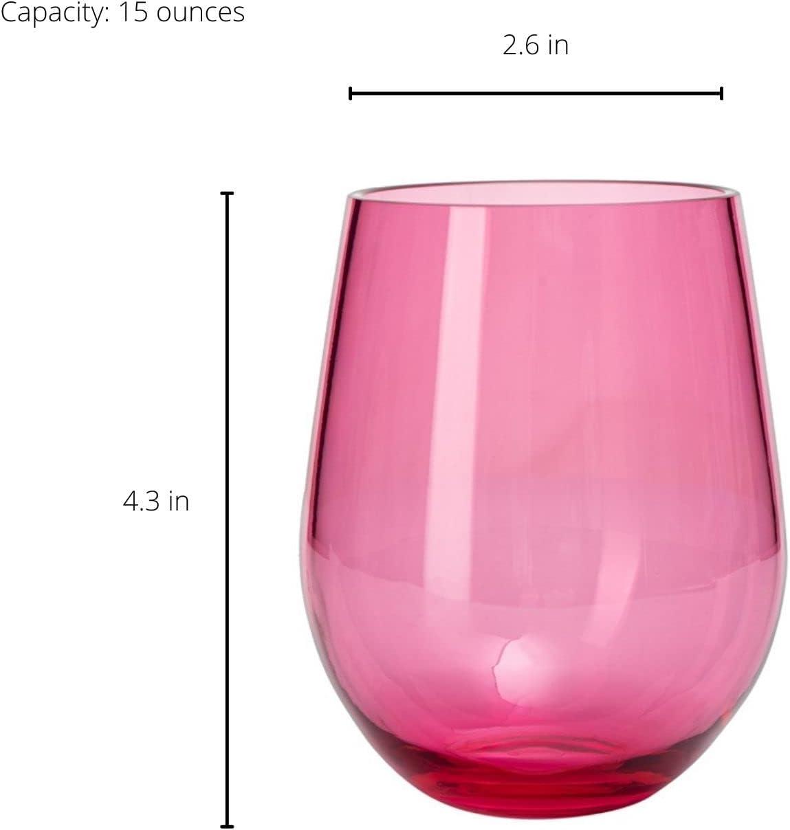 Multicolor Acrylic Stemless Shatterproof Wine Glasses Set of 6