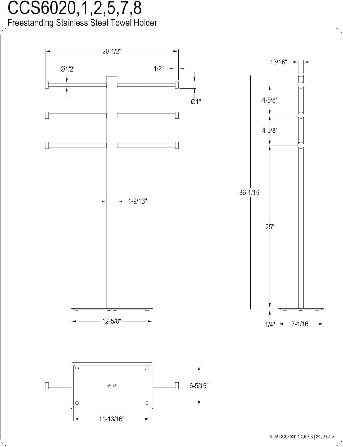 Brushed Brass Stainless Steel Freestanding Triple Towel Rack