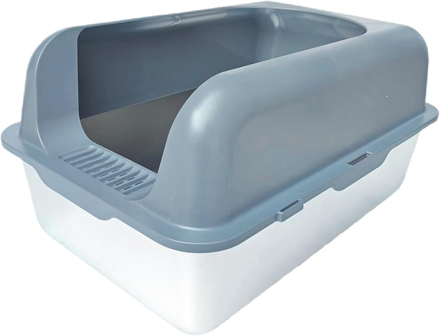 KUNWU Stainless Steel Semi-closed Cat Litter Box 24"x 16"x 12" with Enclosure Lid, Scoop and Step, Easy Clean, Never Absorbs Odor