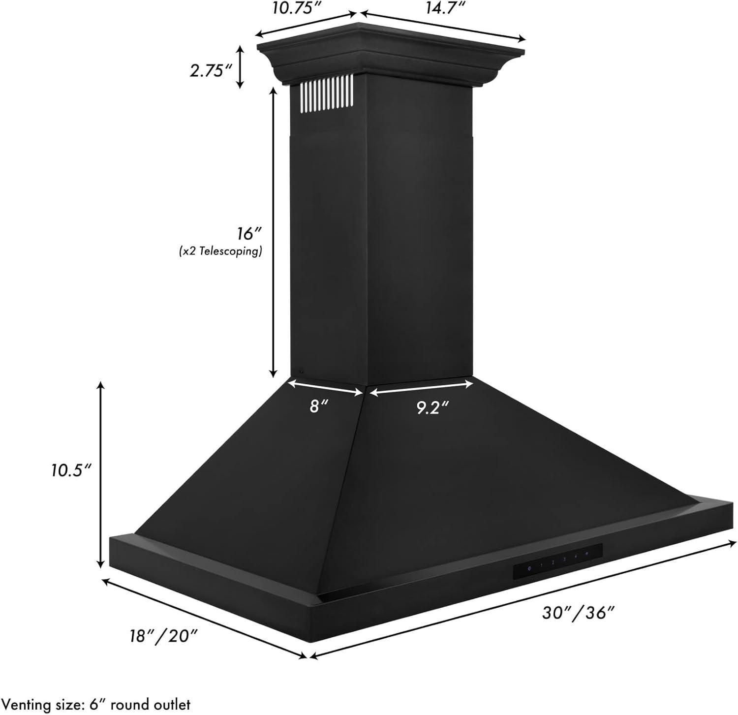 ZLINE 30 in. Convertible Vent Wall Mount Range Hood in Stainless Steel W/ Crown Molding (KBCRN-30)