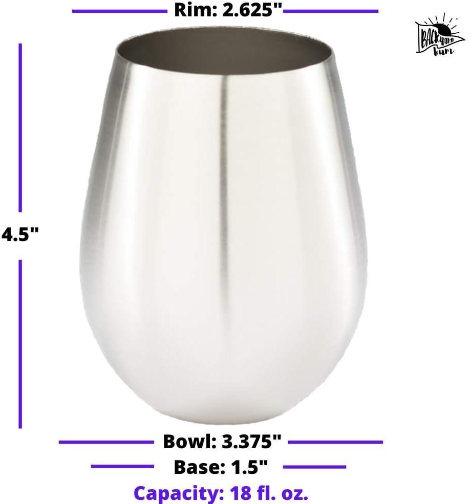 Premium Solid Stainless Steel Wine Glasses | Set of 4 Large 18 Ounce | Stemless Wine Glasses| Perfect for Entertaining Outdoors