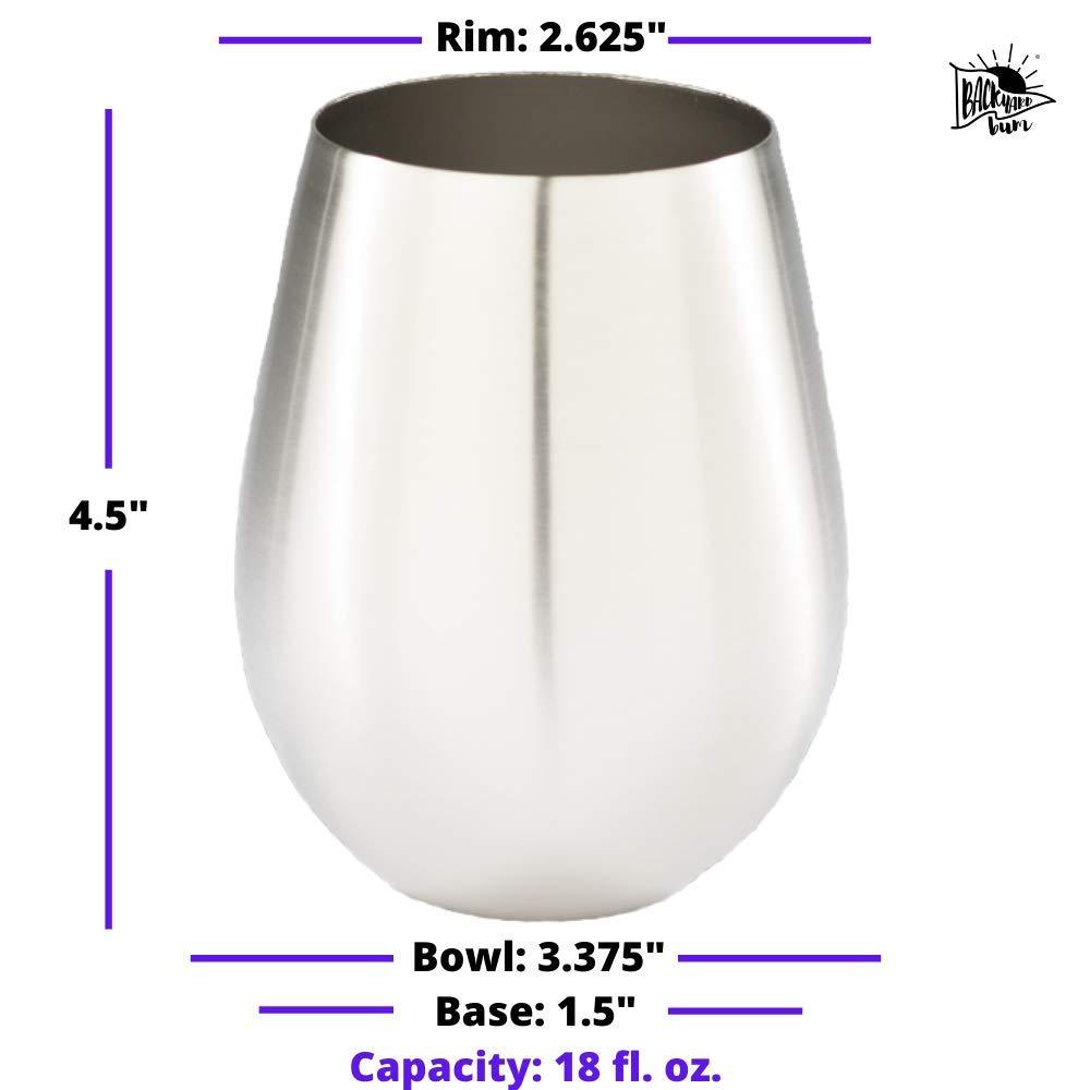 Premium Solid Stainless Steel Wine Glasses | Set of 4 Large 18 Ounce | Stemless Wine Glasses| Perfect for Entertaining Outdoors