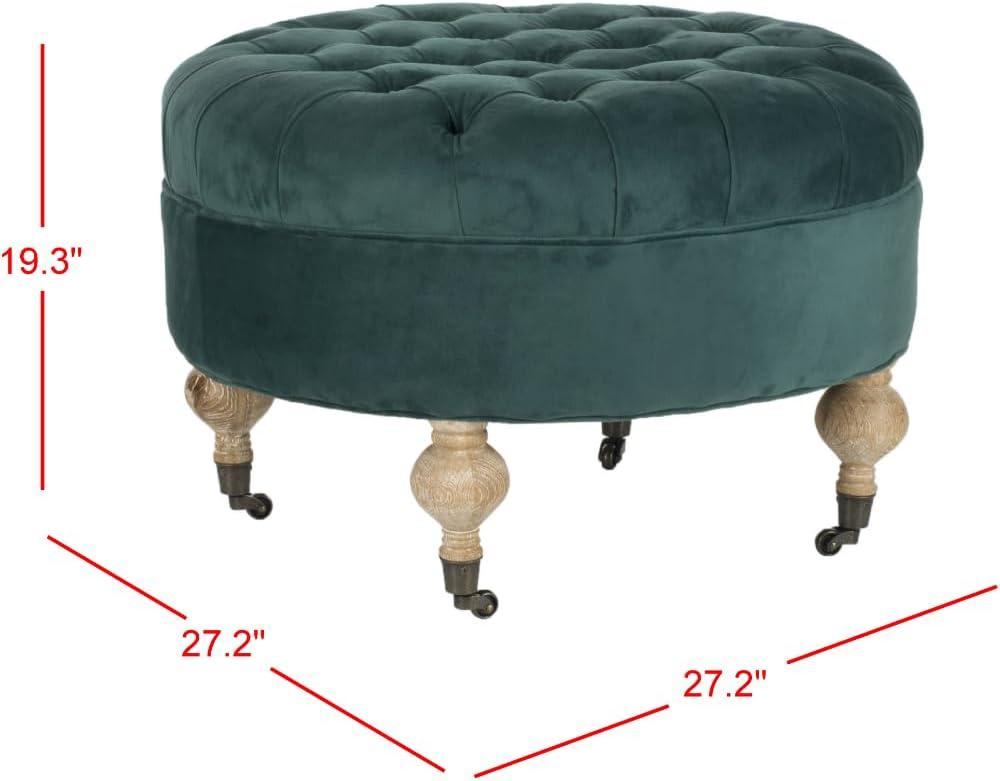 SAFAVIEH Clara Tufted Round Ottoman Marine