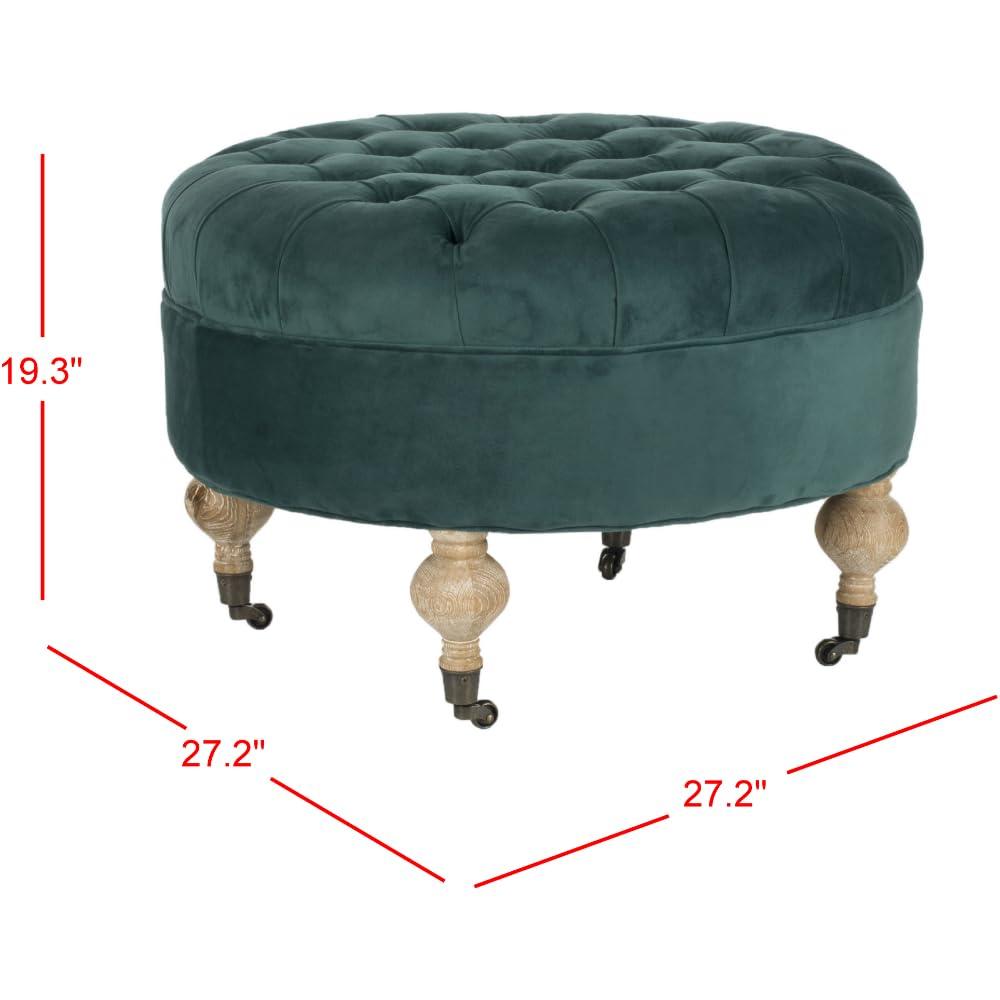 SAFAVIEH Clara Tufted Round Ottoman Marine