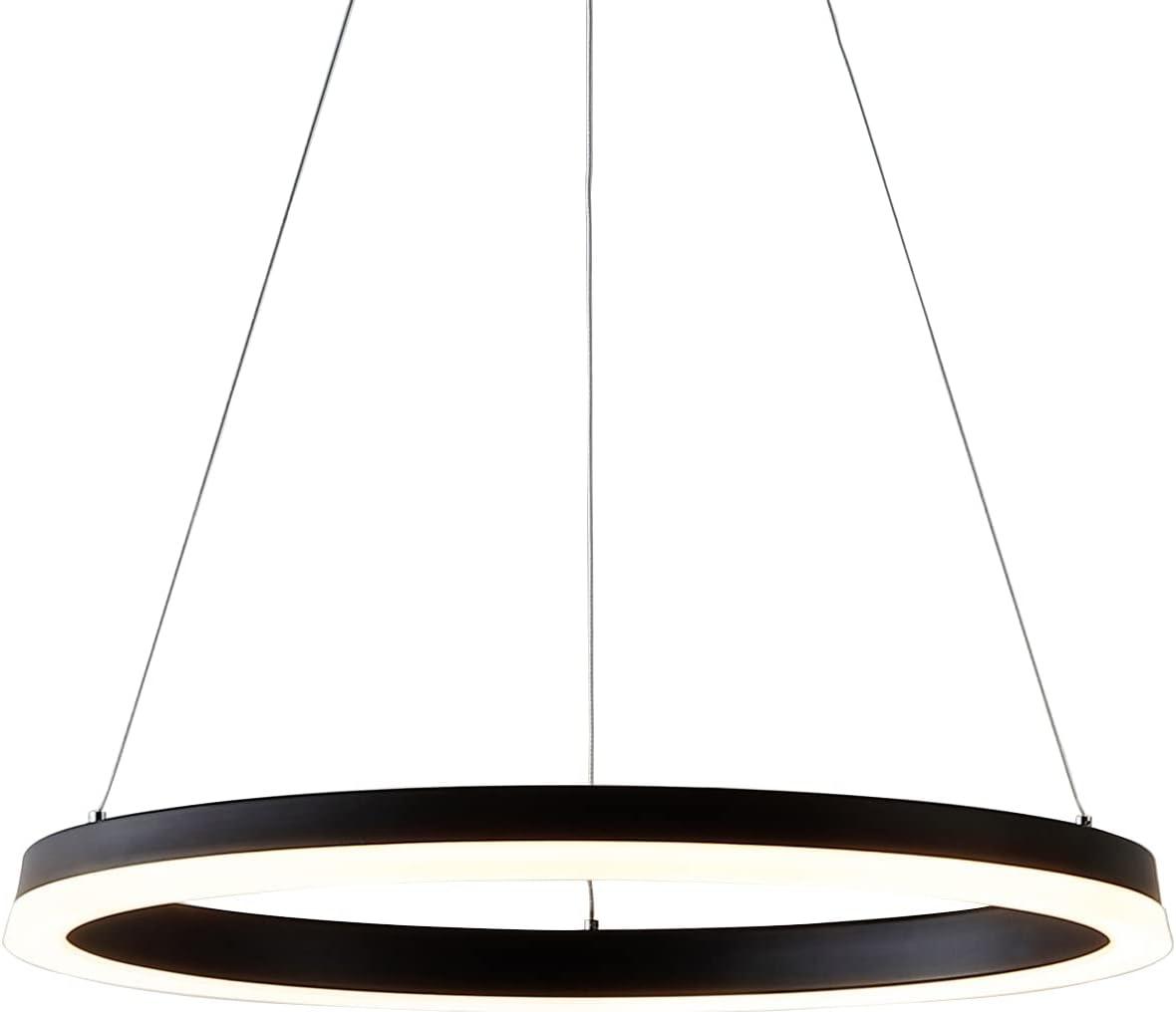 Brice 24" Round Integrated LED Metal Pendant, Matte Black