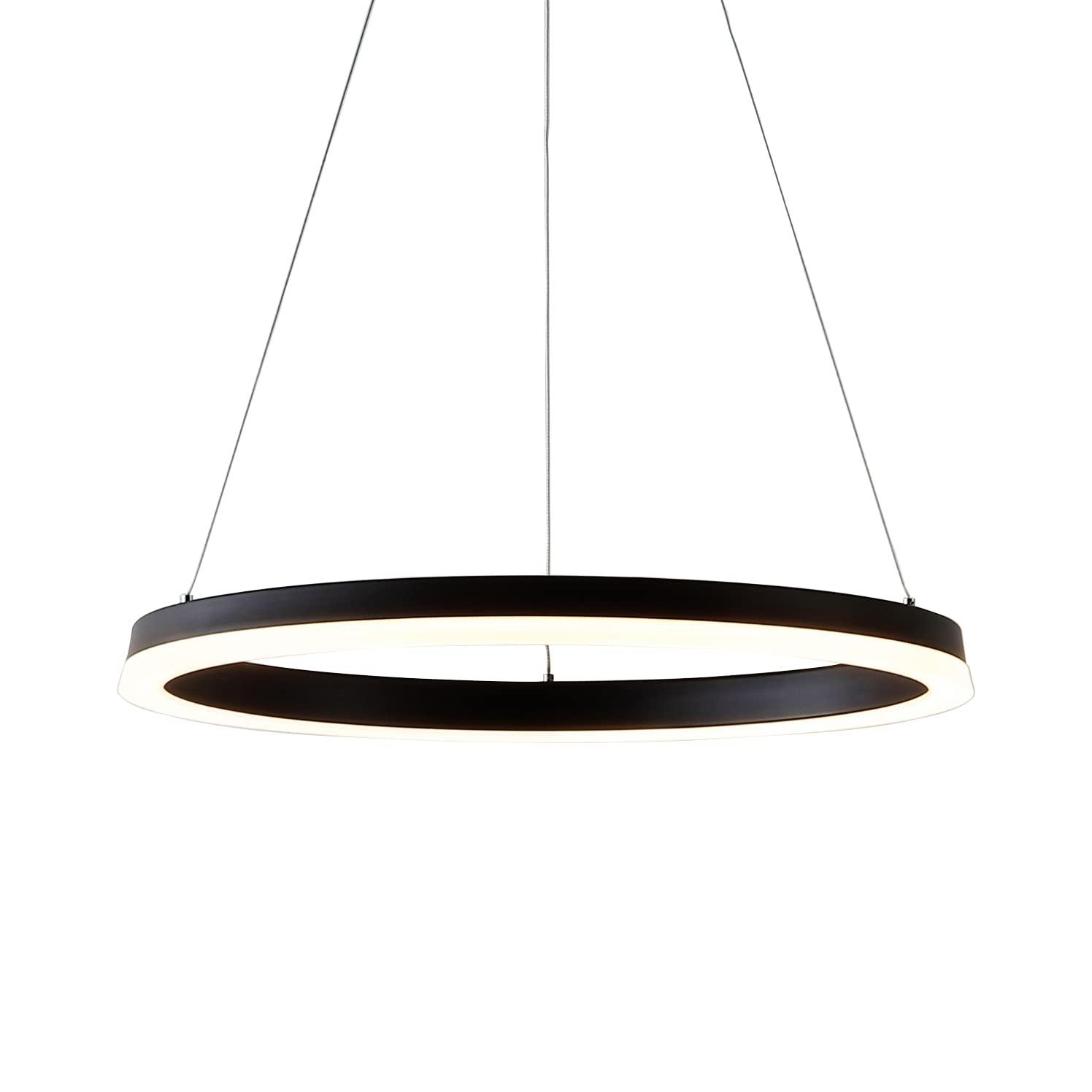 Brice 24" Round Integrated LED Metal Pendant, Matte Black