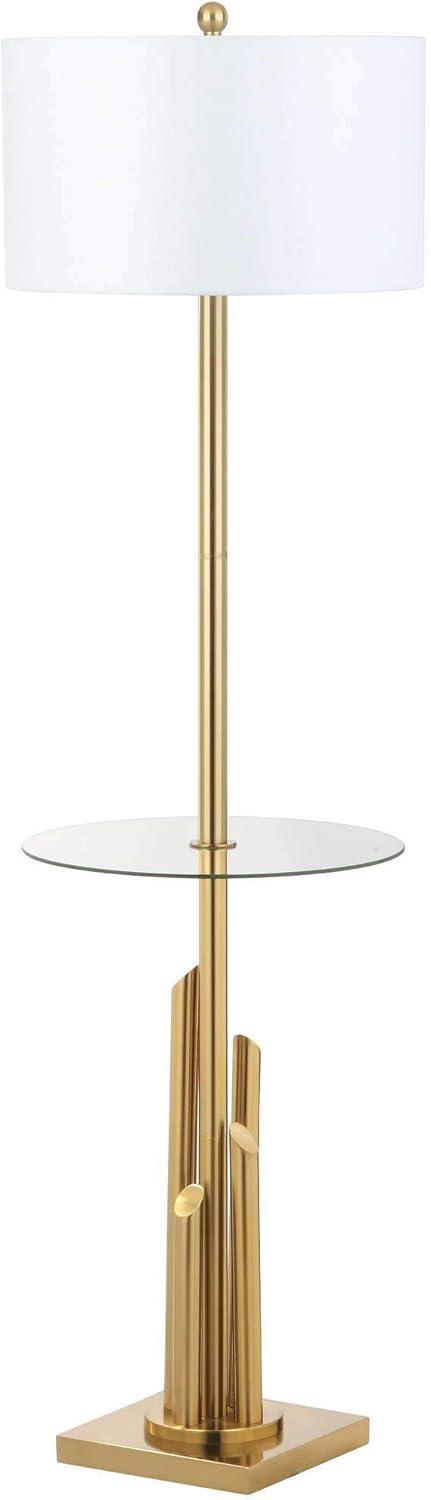 Ambrosio 61 Inch H Floor Lamp Side Table - Brass/Gold - Safavieh