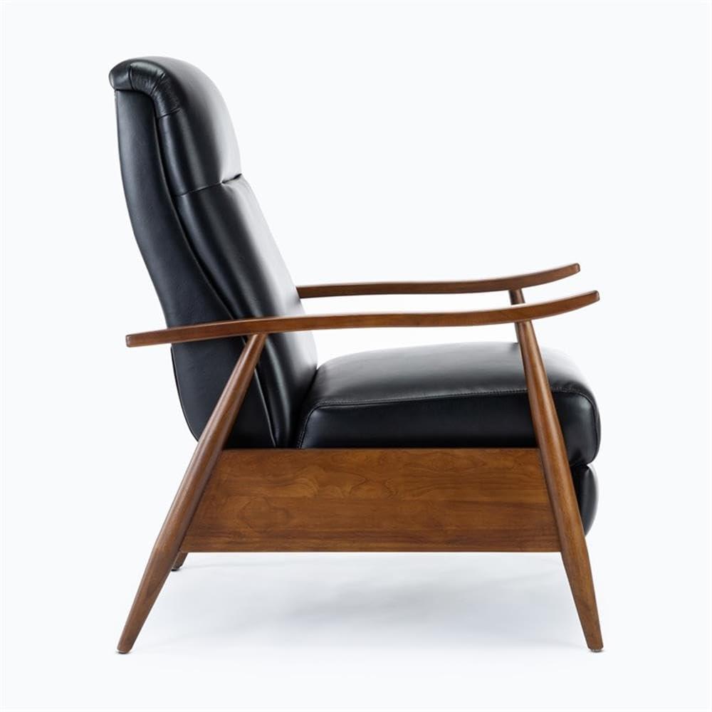 Comfort Pointe Solaris Press-Back Recliner Black: Faux Leather, Wood Legs, 330 lbs Capacity