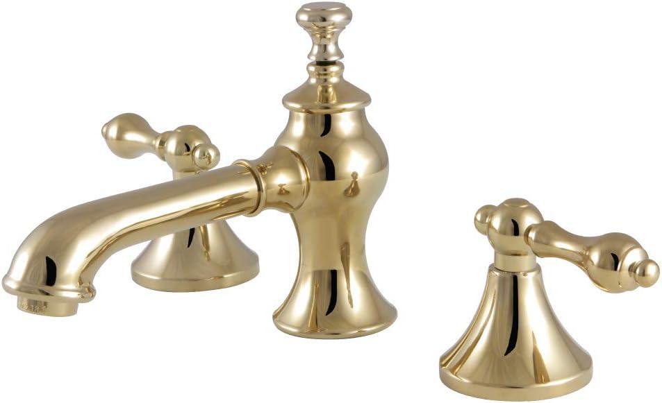 Kingston Brass Vintage Two-Handle 3-Hole Deck Mount Widespread Bathroom Faucet with Brass Pop-Up Drain