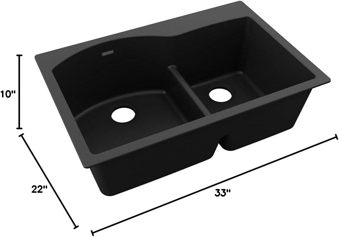 Quartz Classic 33" x 22" x 10" Double Basin Drop-In Kitchen Sink