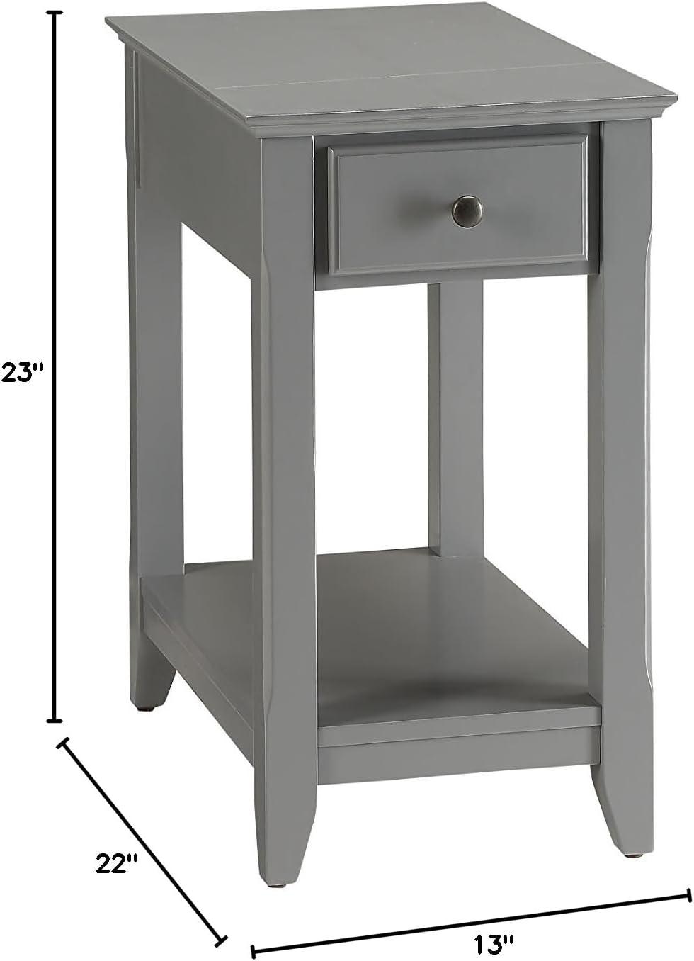 13" Bertie Accent Table Gray - Acme Furniture: Sturdy MDF, Metal Frame, No Assembly Required