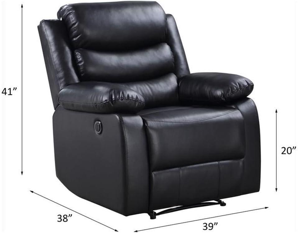 39" Eilbra PU Recliner Sofa Black- Acme Furniture