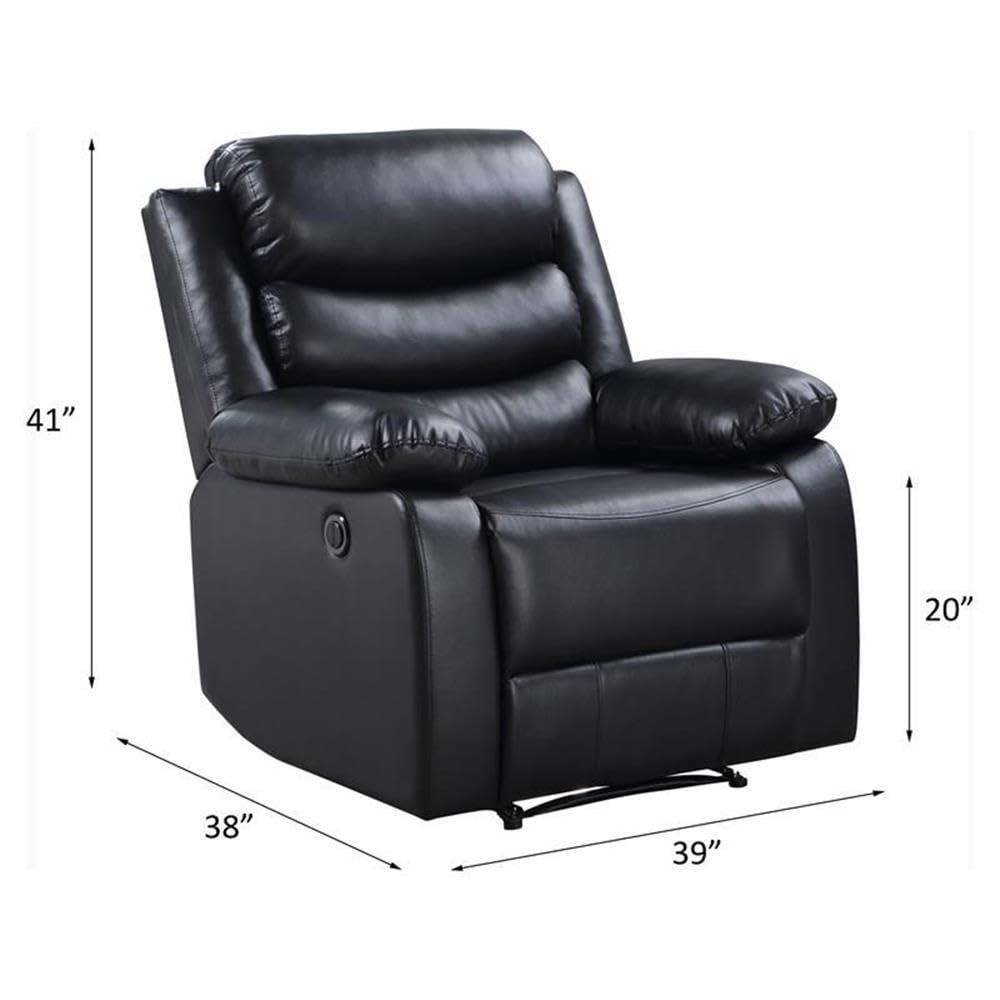 39" Eilbra PU Recliner Sofa Black- Acme Furniture