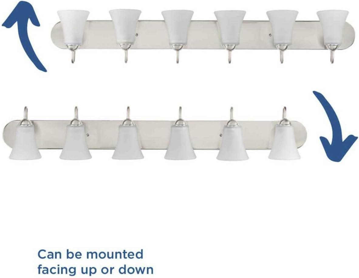 Progress Lighting, Classic Collection, 6-Light Bath, Brushed Nickel, Etched Glass Shades