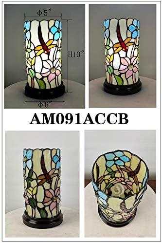 Amora Lighting Tiffany Style Dragonfly Hand-Crafted Mini Table Lamp 10 Inch Tall