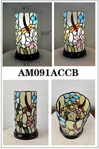 Amora Lighting Tiffany Style Dragonfly Hand-Crafted Mini Table Lamp 10 Inch Tall