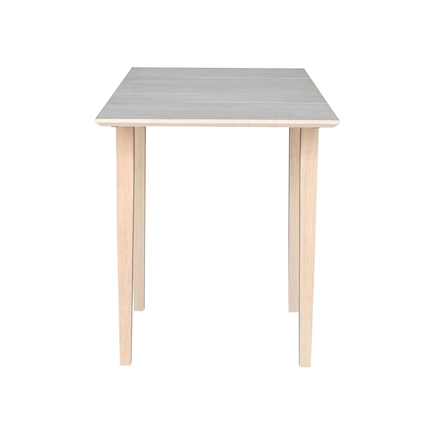 International Concepts Solid Wood Drop Leaf Casual Kitchen and Dining Table - Unfinished