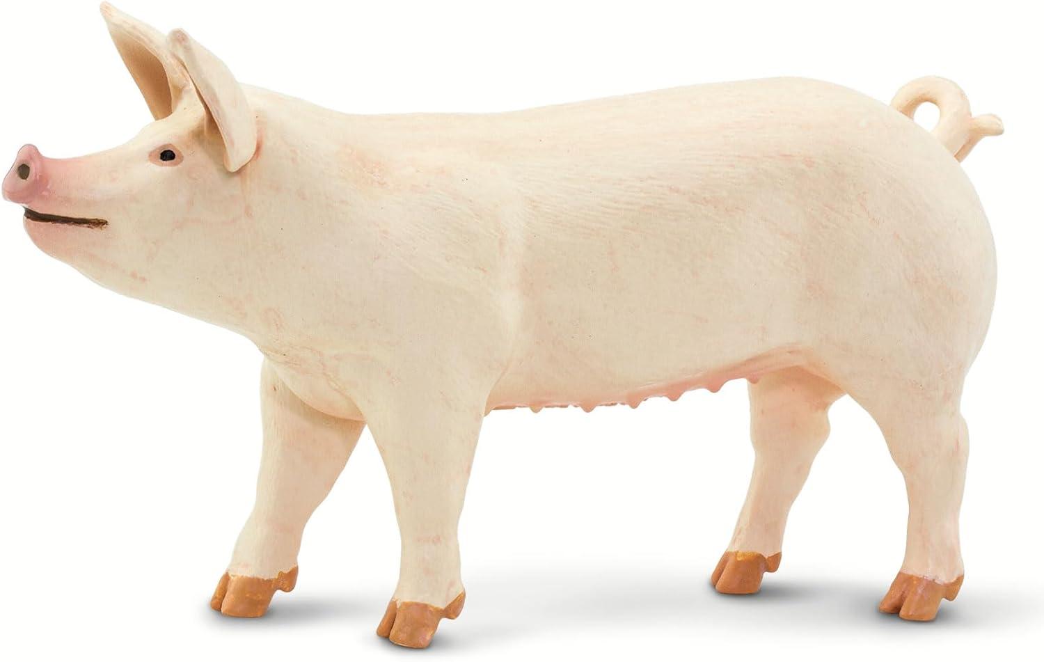 Safari Ltd. Large White Pig - Realistic 4" Farm Animal Figure - Educational Toy for Boys, Girls, & Kids Ages 3+