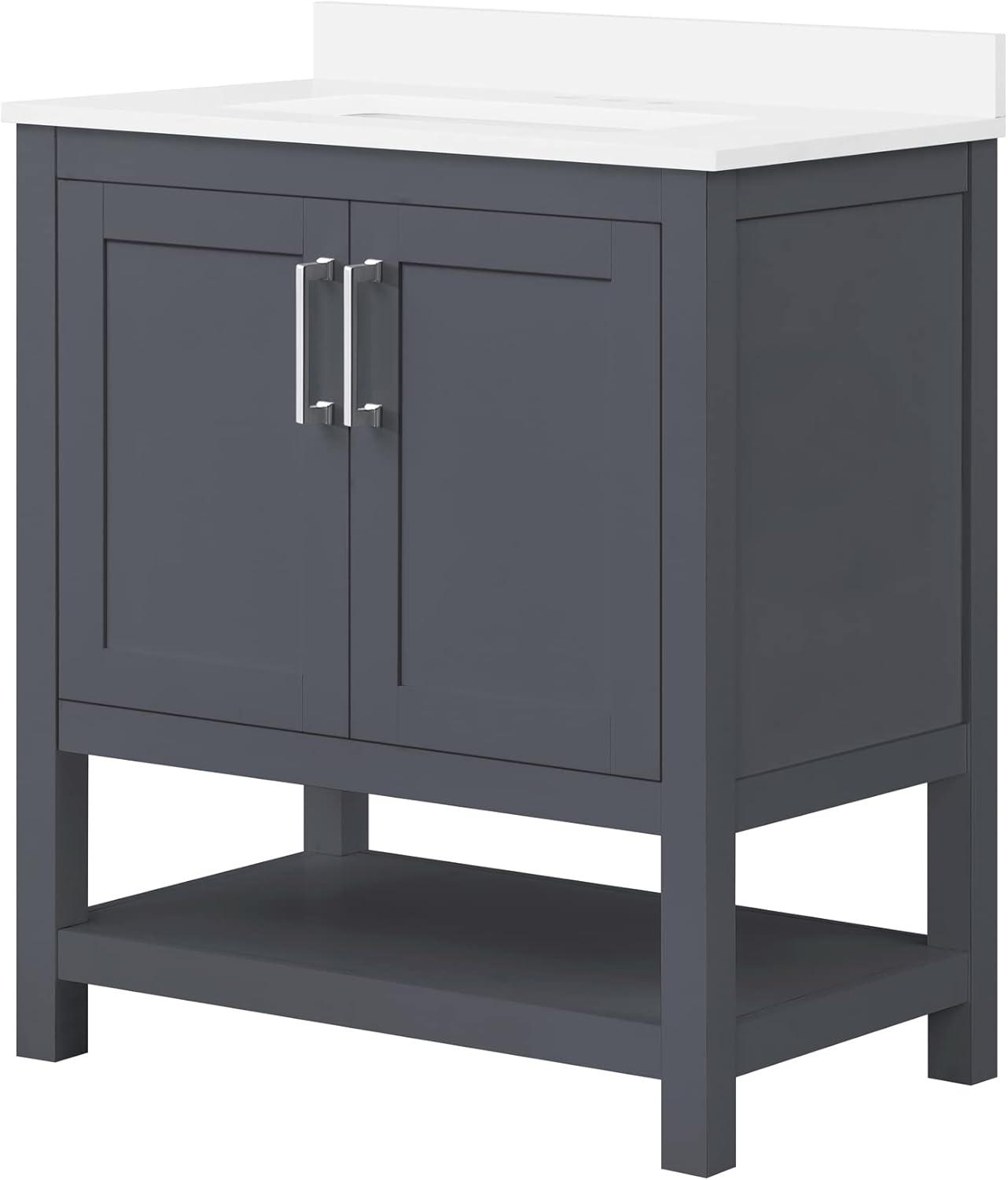 Vegas 30" Dark Charcoal Single Sink Vanity with White Countertop