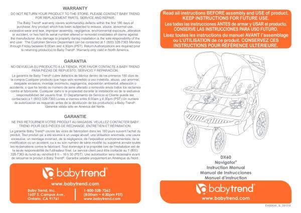 Baby Trend Navigator Double Jogger Stroller - Blue Tropic