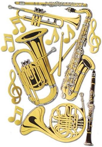 Beistle Gold Foil Musical Instrument Cutouts, 17"-23.5", (15/Pkg) Multicolored